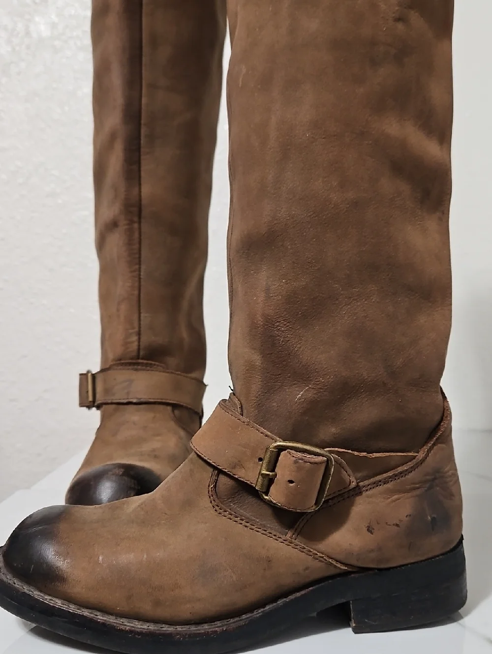 Jeffrey Campbell leather flat engineer Over The Knee boots